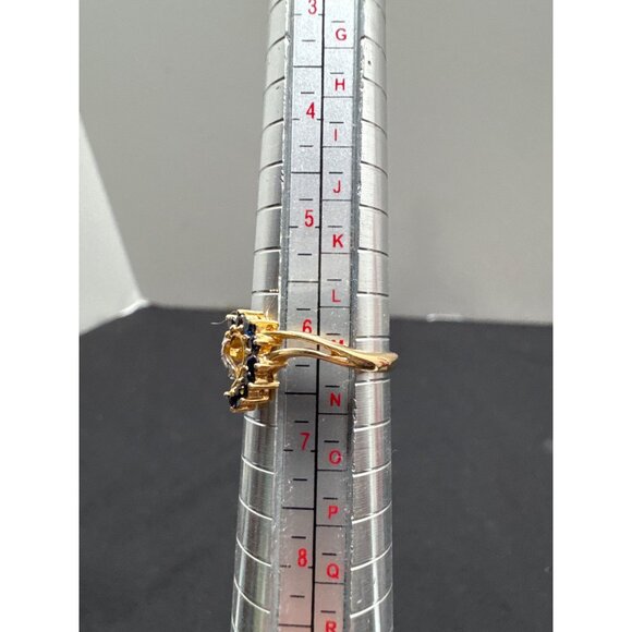 14K Yellow Gold Heart-Shaped Sapphire & Diamond Ring Size 6.5 - Picture 3 of 5